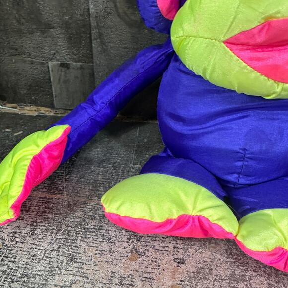 Fisher Price 1994 Puffalump Blue Chattering Chimp Monkey Stuffed Animal Plush - Picture 6 of 9